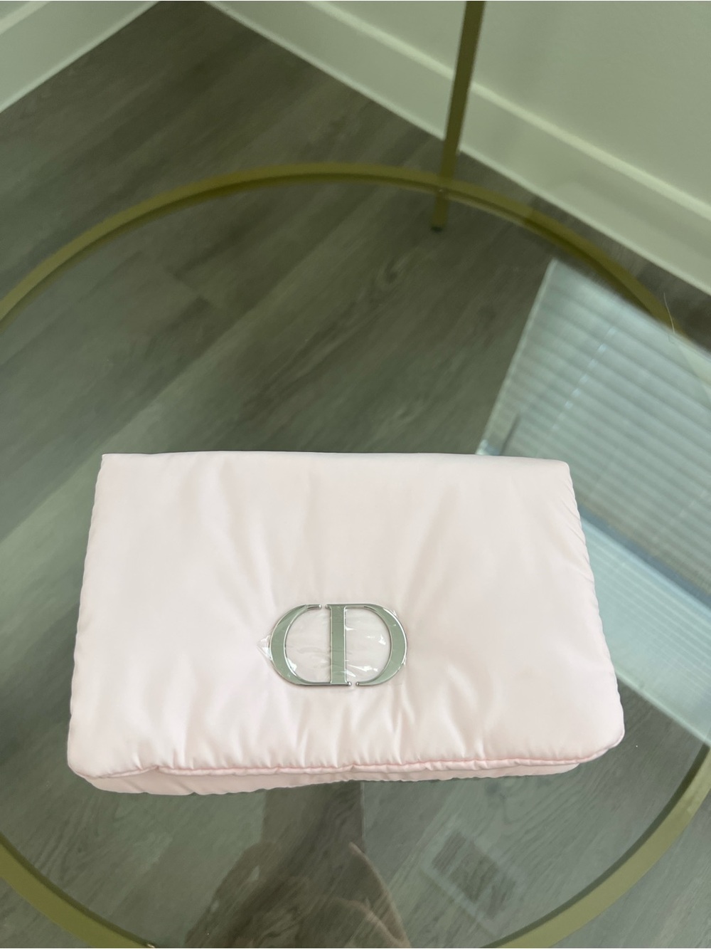 Pink Satin Clutch with Silver Hardware